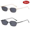 2pcs Fashion Small Polygon Sunglasses Women Colorful Lens Sun Glasses Lady Steampunk Metal Eyeglasses Vintage Gradient UV400