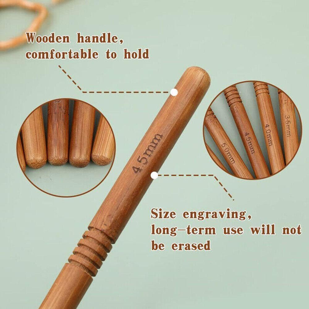 Набор крючков для вязания с бамбуковой ручкой ручной работы Спицы для свитера Крючки для вязания Инструменты для вязания Аксессуары