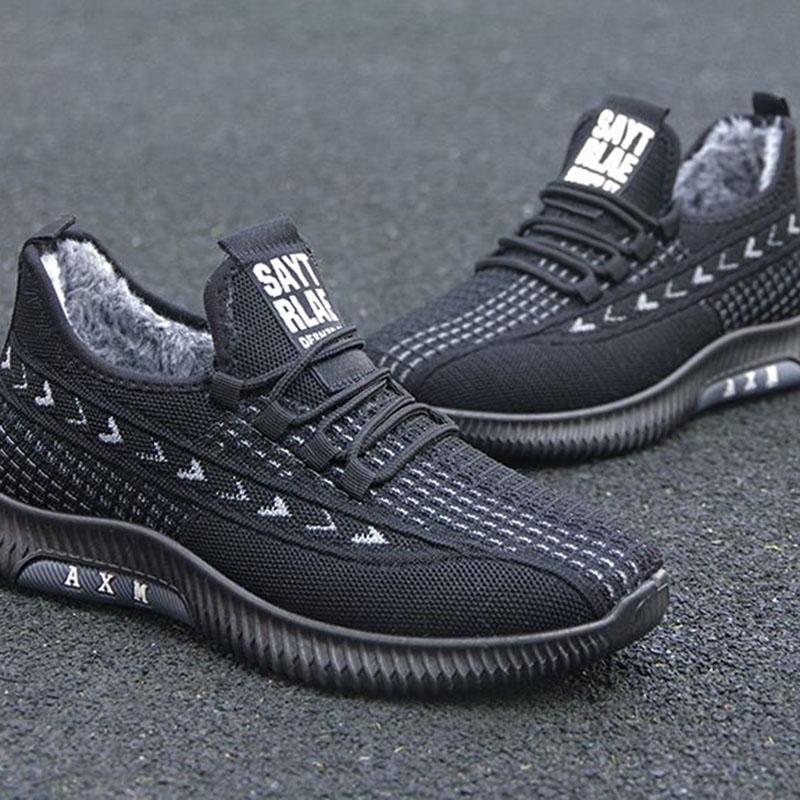 Хлопковая обувь, мужская утолщенная плюшевая теплая мужская нескользящая мягкая подошва, легкая осенне-зимняя спортивная повседневная обувь, зимняя обувь