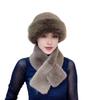 2 Pcs/Set Women Winter Hat Scarf Set Fuzzy Plush Thickened Windproof Heat Retention Cross Neck Wrap Solid Color Dome Faux Fur Fi