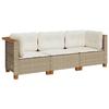 VidaXL Canapé de jardin avec coussins 3 places beige résine tressée, canapé d'extérieur, siège de jardin, canapé de jardin 365919