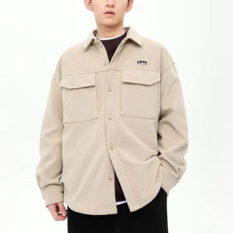 Anta Однотонная однобортная флисовая рубашка с длинным рукавом, рубашки унисекс Planet-Brown 172348101-2