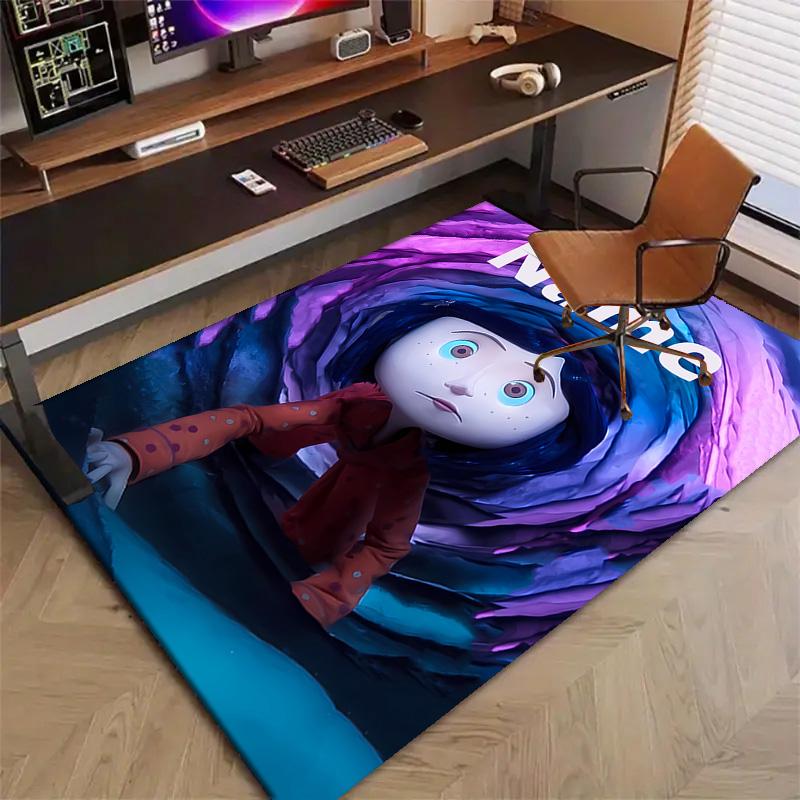 Custom Coraline Mat Personalized Name, Polyester Washable Indoor Entryway Rug, Gift for Christmas, Easter, Thanksgiving Day