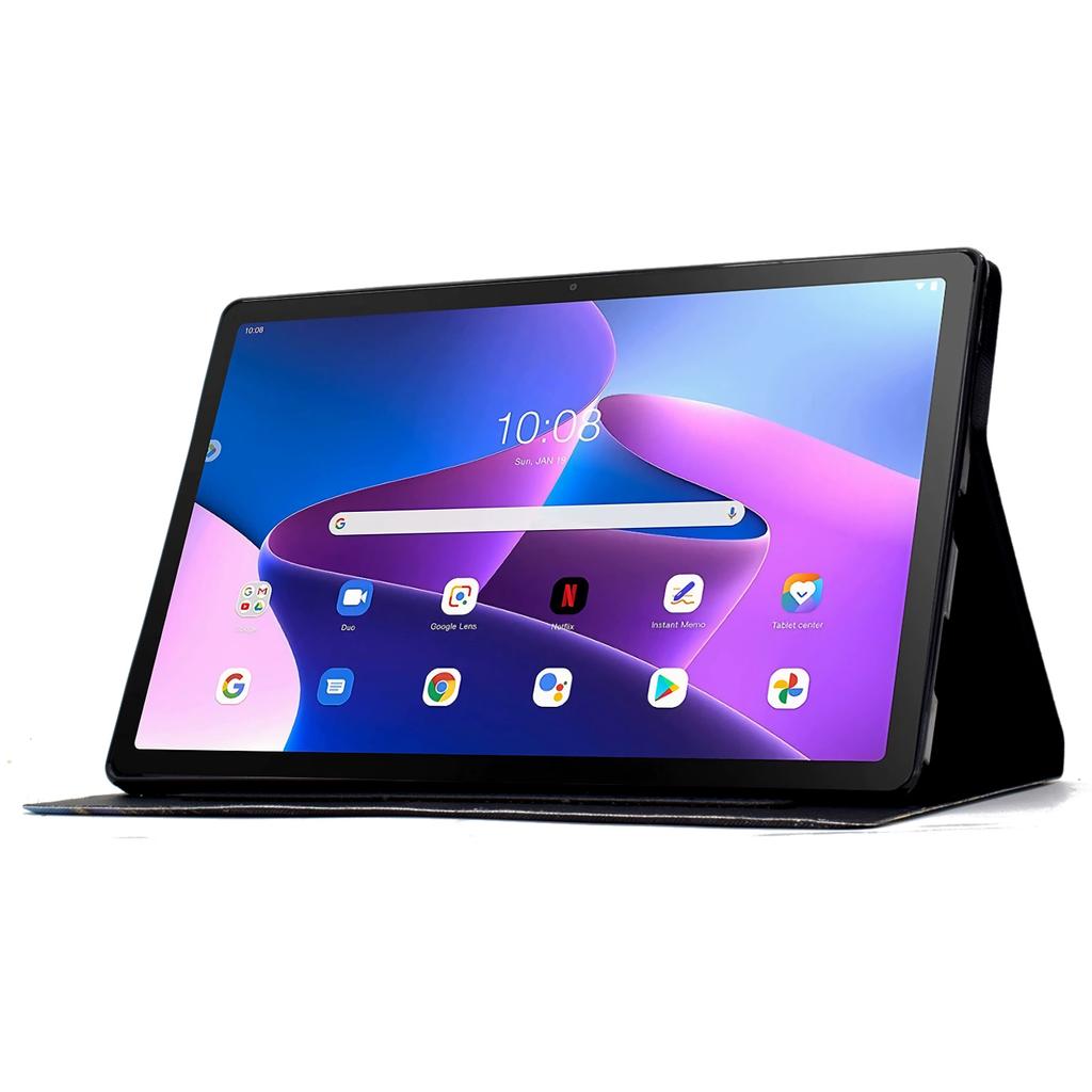 Для Lenovo Tab M10 Plus (3-е поколение) Чехол-книжка из искусственной кожи с принтом и держателем для карт