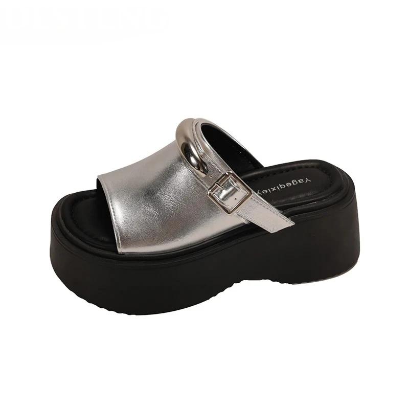 Модные женские туфли на платформе, шлепанцы, летняя обувь, повседневные сандалии с открытым носком, новая модная обувь с ремешком на пятке 2025, женский тренд Zapatos De Mujer