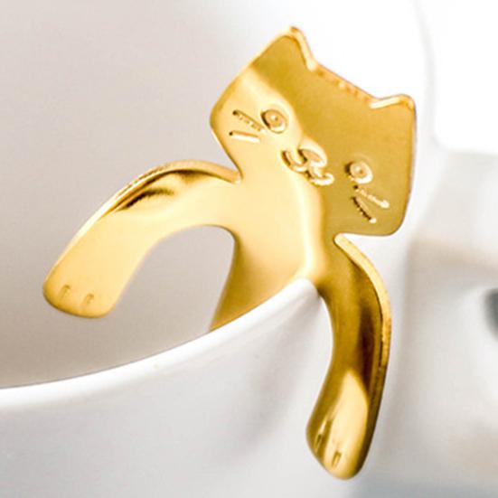 Ложка для кофе в форме кошки, чайная ложка из нержавеющей стали, подвесная чашка, чайная ложка для смешивания напитков, милая ложка для молочного коктейля в форме кошки, подарок любителю кофе