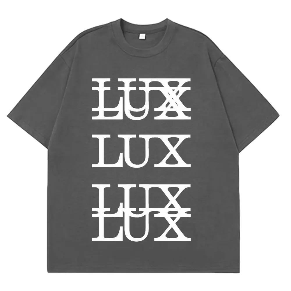 Белая хлопковая футболка LUX с наложенным дизайном букв, эстетика Y2K Goth, повседневная футболка для женщин и мужчин