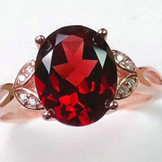 Finger Ring Geometric Imitation Garnet Jewelry Opening Adjustable Sparkling Ring for Daily Wear