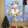 Christmas, Pink Scarf Snowman, Glass Sticker, Bedroom Balcony, Window Decoration, Glue Free, Electrostatic Sticker, Party Decoration