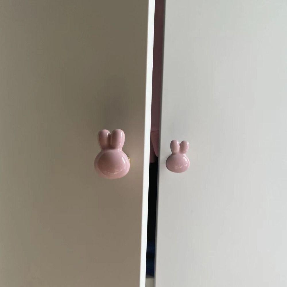 Solid Metal Thread Rabbit Knobs Single Hole Cabinet Knobs Cartoon Furniture Handles Dresser