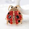 Fashion Creative Diamond Seven Stars Ladybug Brooch Vintage Alloy Red Pin Clothing Bag Accessories