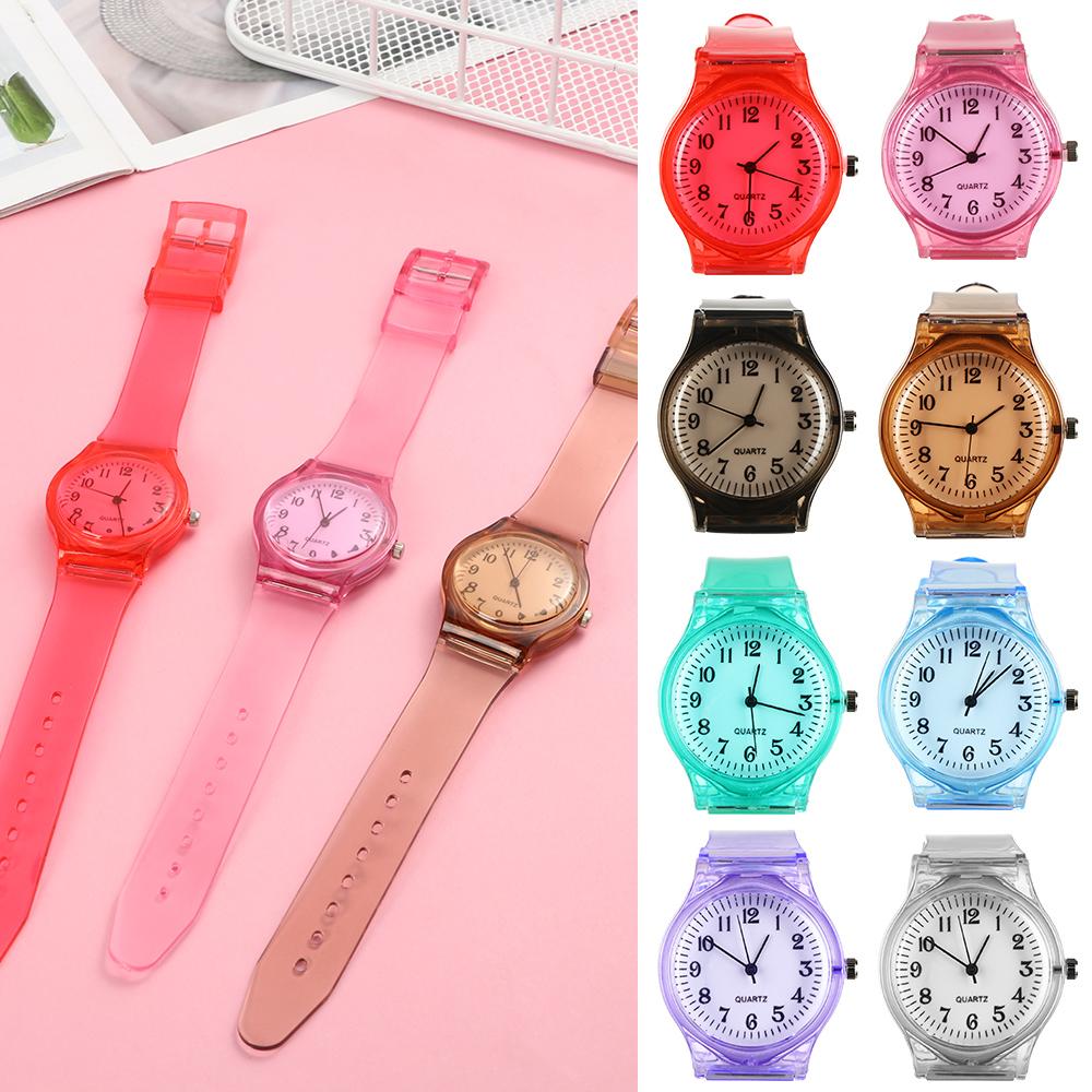 Women Transparent Silicone Wristwatch Student Clock Jelly Quartz Watch Candy Wrist Watch