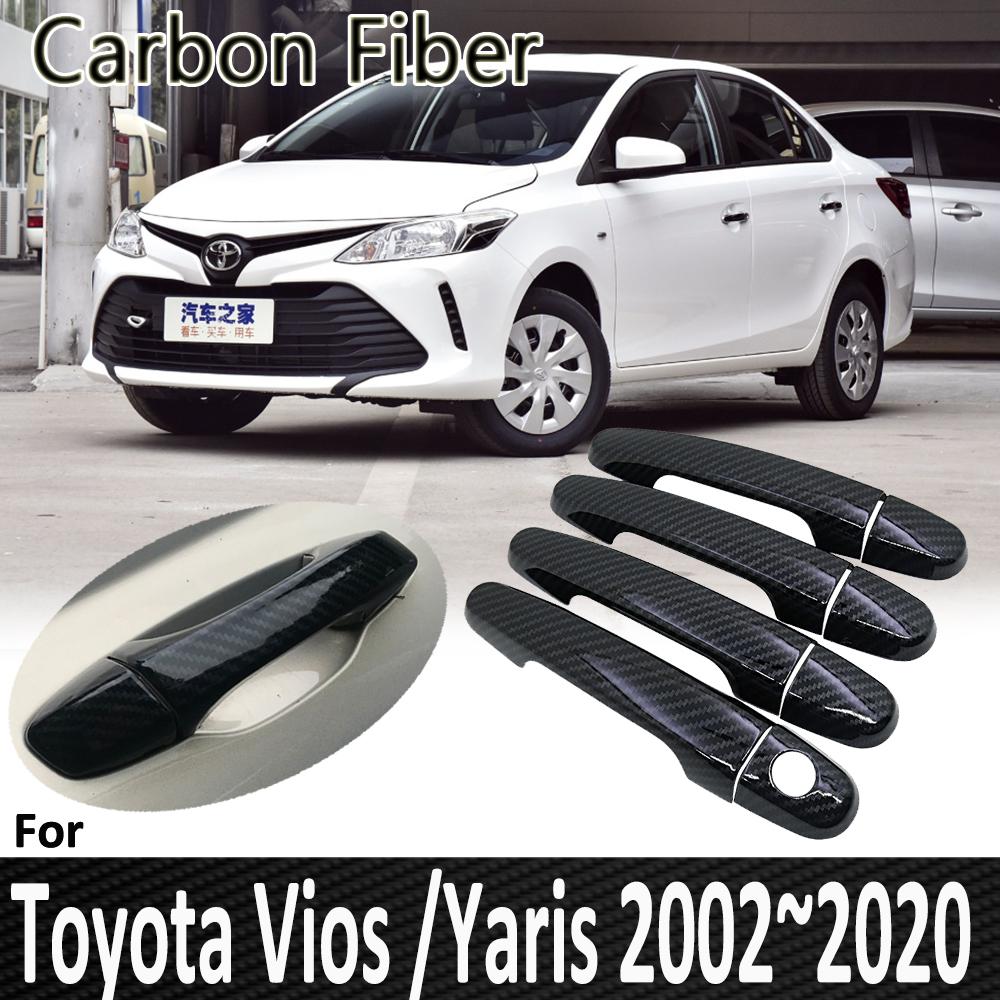 Черное углеродное волокно для Toyota Vios Yaris XP40 XP90 XP150 2002 ~ 2003 2004 2005, хромированная крышка дверной ручки, ремонт автомобиля