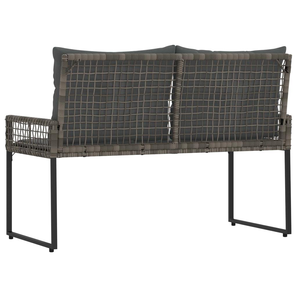 Outdoor Bench Gray 118 x 55 x 82 cm PE Rattan and Fabric