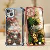 Чехлы для телефонов Ae115 Merry Christmas Happy New Year из гальванизированного ТПУ для iPhone 16 15 13 11 Pro Max 14 Plus Infinix Smart 8 с четырьмя углами защиты