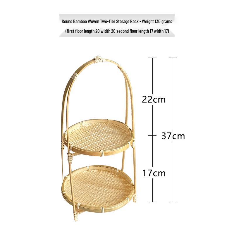 Round Square Bamboo Woven Basket for Tea, Snacks, Fruits, Cakes, and Desserts.