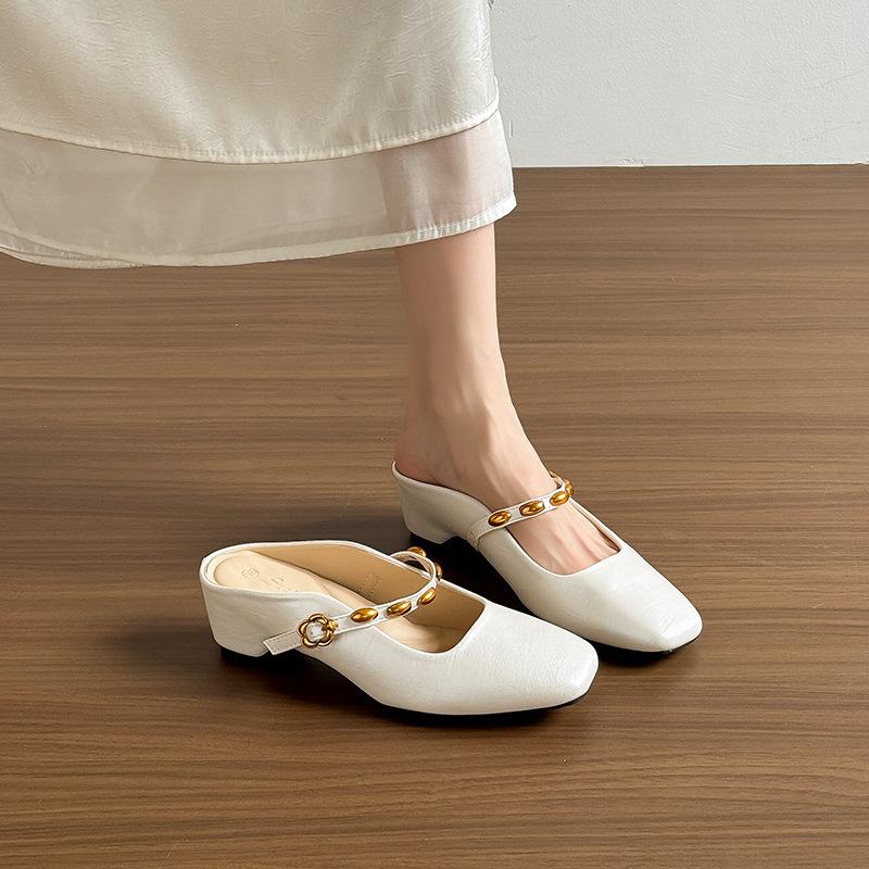 Mao Easy Single Shoes Women's Flats Mary Jane Ballet Women's Shoes One-word buckle with an inner height of 4 cm