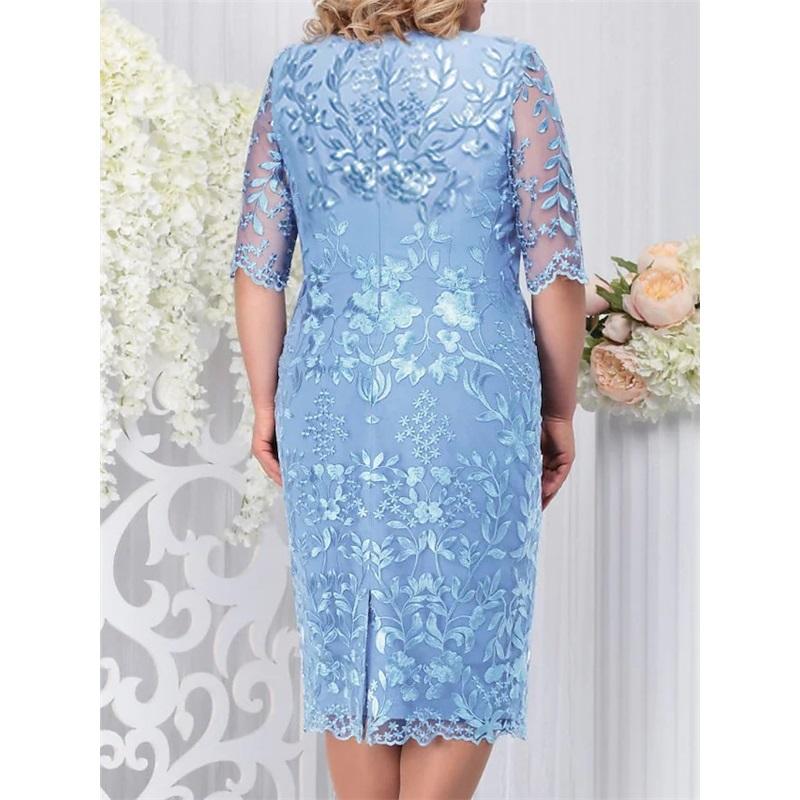 Women's Summer Large-size Dress Embroidered Lace Slim Dress