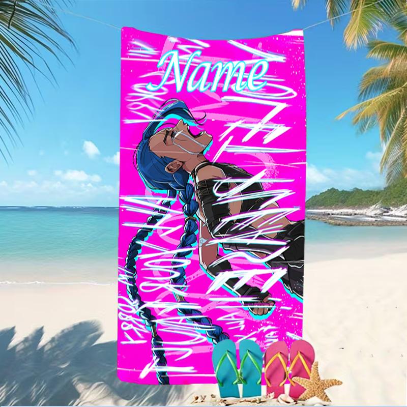 Customizable personalized beach towels Jinx themed designs.Suitable for the beach, yoga, sports;ideal as beach accessories