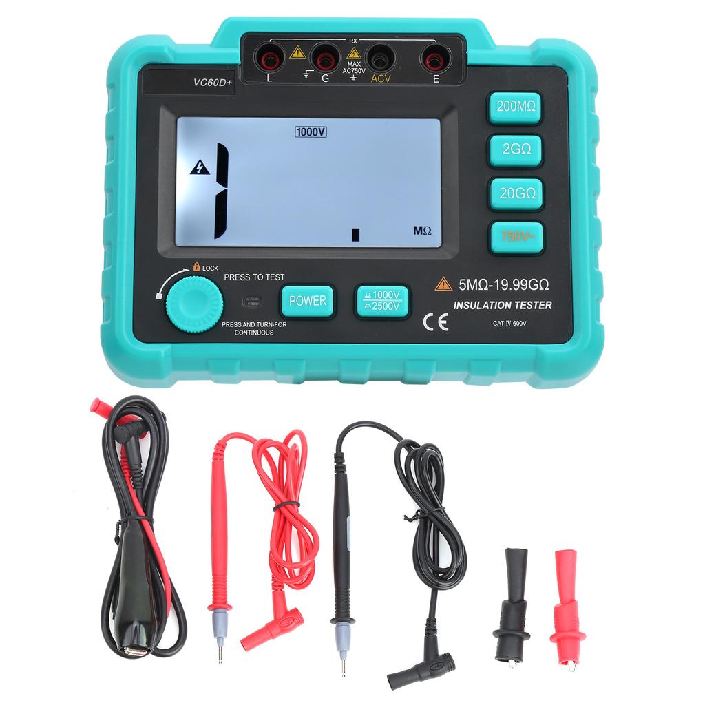VC60D+ 0.519.99G Ohm  Digital Insulation Resistance Tester MegOhm Meter Electrician Tools