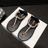 Women Sandals Fashion Sparkling Rhinestone Flat Sandals with Rope Knots Versatile Flip Flops Sandals Women's