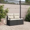 vidaXL 2-seater Garden Sofa with Cushions In Black Poly Rattan 42006752