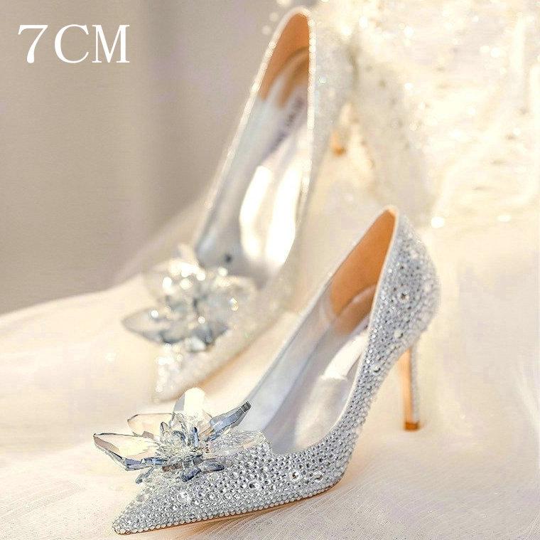 2025 Новые Весенне-Осенние Свадебные Туфли для Невесты, Туфли-Лодочки на Высоком Каблуке в Форме Страза, Женские Туфли-Шпильки с Кристаллами