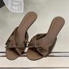 Модные Eilyken Модные Плиссированные Тонкие Низкие Каблуки Женские Шлепанцы Летние Элегантные Туфли с Открытым Носком для Вечеринки