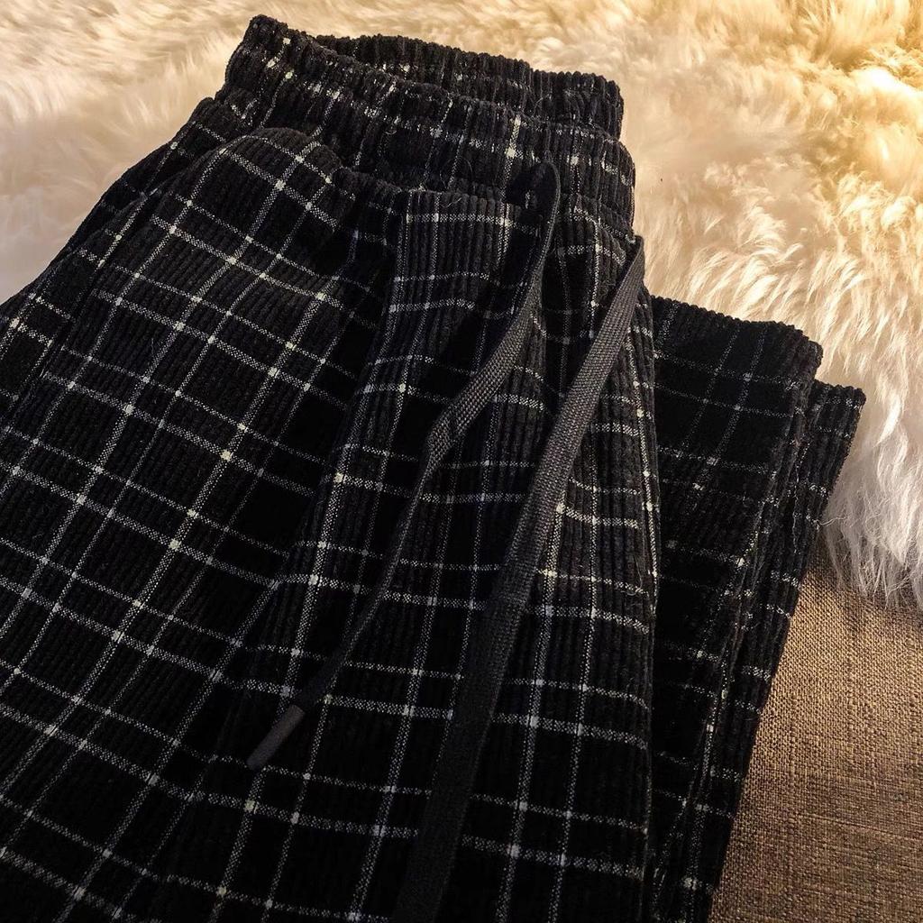 Женские тонкие свободные прямые вельветовые спортивные брюки с эластичной резинкой на весну и осень