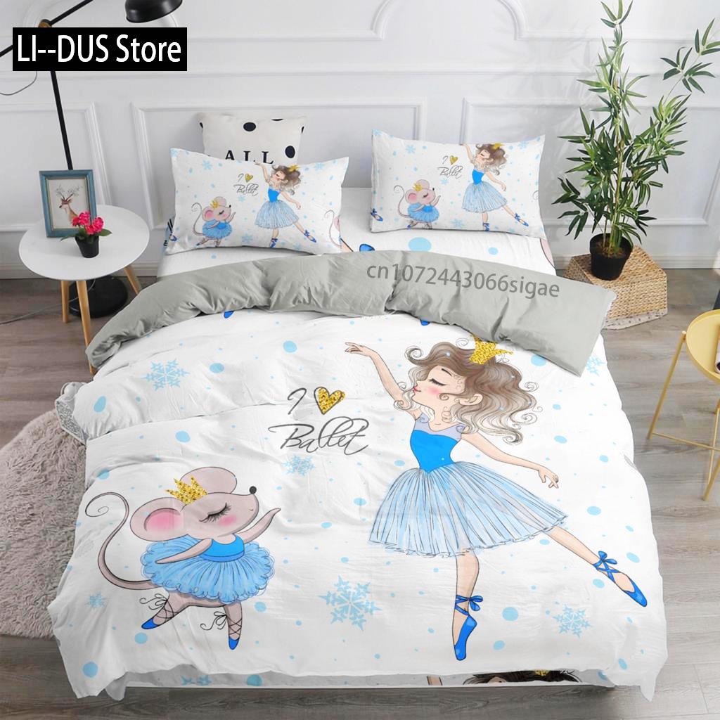 Пододеяльник с изображением танцующей девочки-балерины, комплект постельного белья с изображением милой принцессы для девочек, пододеяльник для детей, малышей