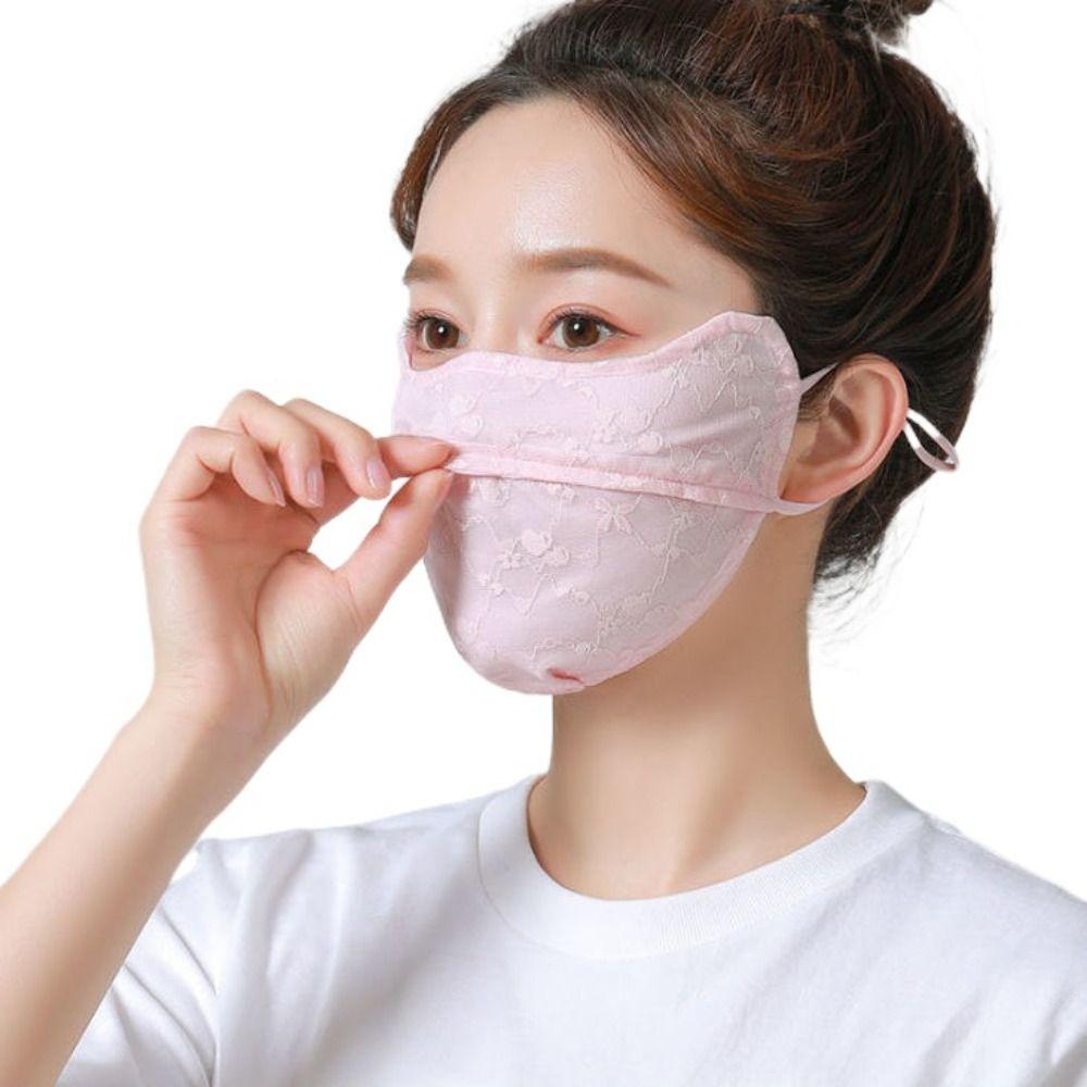 Women Solid Color UV Protection Eye Protection Ice Silk Mask Face Cover Sunscreen Mask Face Scarf