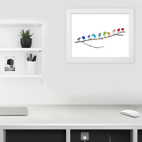 Морское Стекло Радужные Птицы Украшение Стоя на Ветке Симпатичные Мин Красочные Смола Птица Настенное Искусство Орнамент Гостиная Спальня Домашний Декор