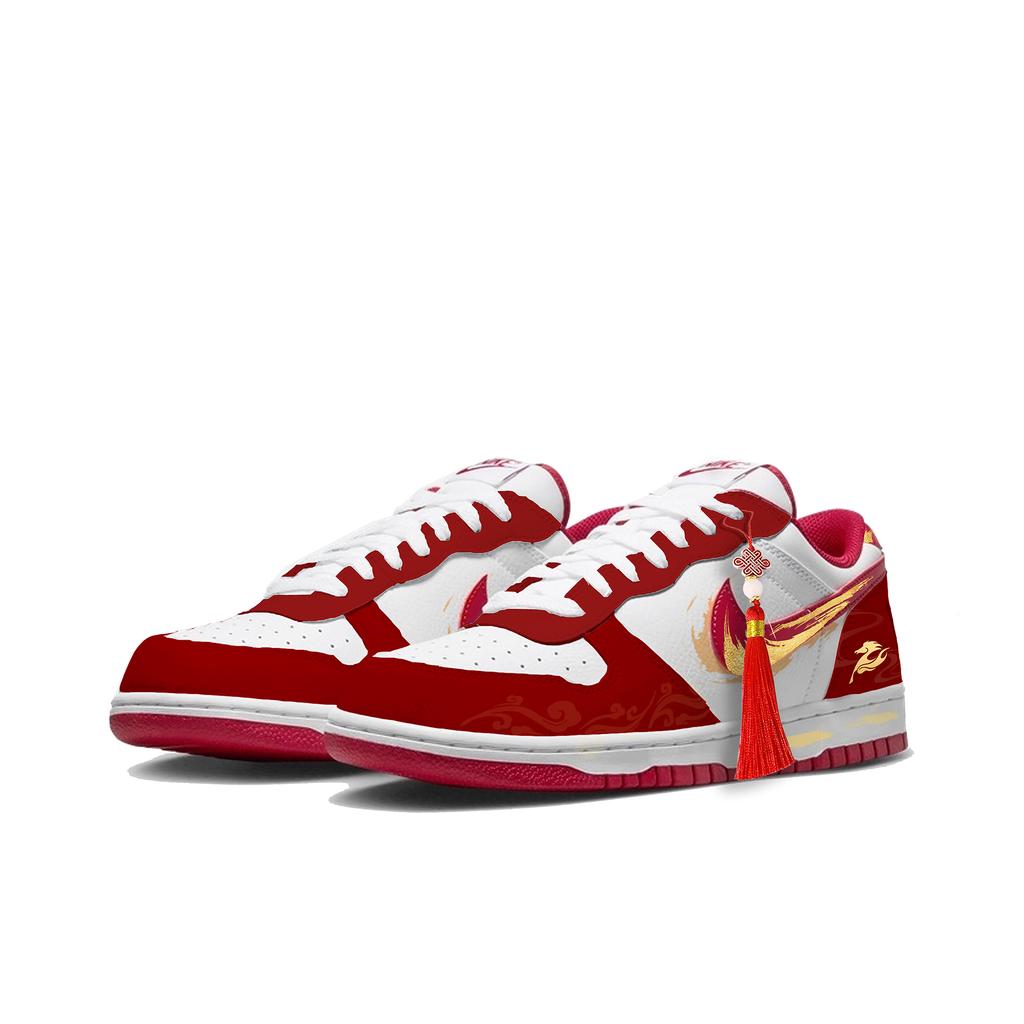 Nike Big Fiery Flame Dragon Horse Skateboard Shoes Men's Red 355152-150(Team1640-)