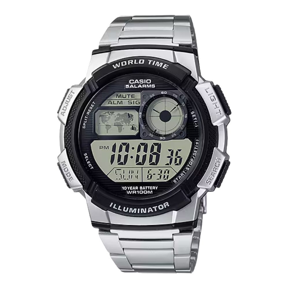 Casio Цифровые 100м Водонепроницаемые Металлические Поставляется с Часами Отлично для Входа Мужские Часы, 10-летний Срок Службы Батареи, Устойчивые, Ремешок, Корпус, Возраст