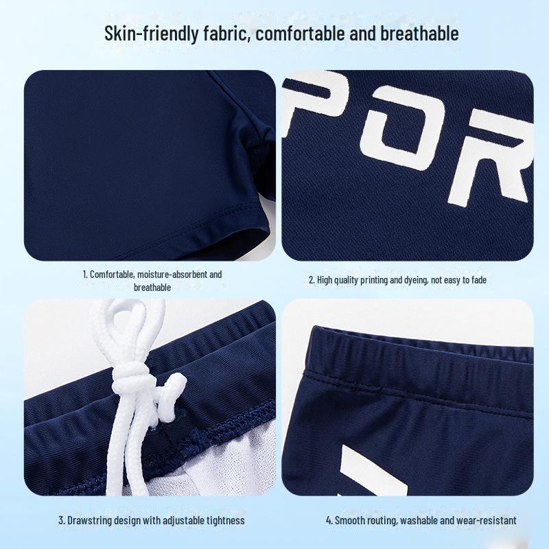 Boys' Personalized Swimming Trunks for Ages 4-12 - Professional Training Swimwear with Letter Printing