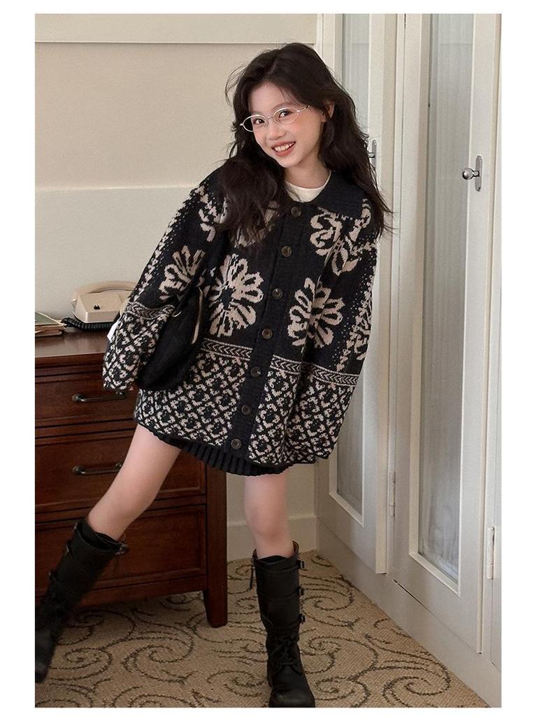 Кардиган жаккардовый с узором Fair Isle для девочек - Мода Осень-Зима 2025