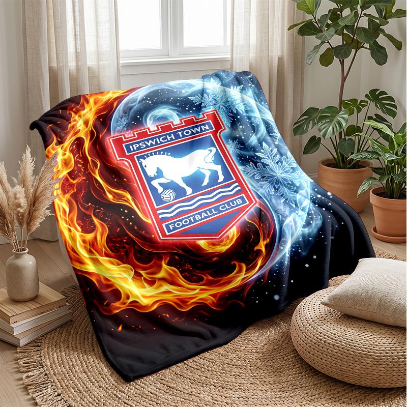 Ipswich Town Football Print Flannel Blanket, Soft Warm Lightweight Throw Blanket for Sofa Bed Camping