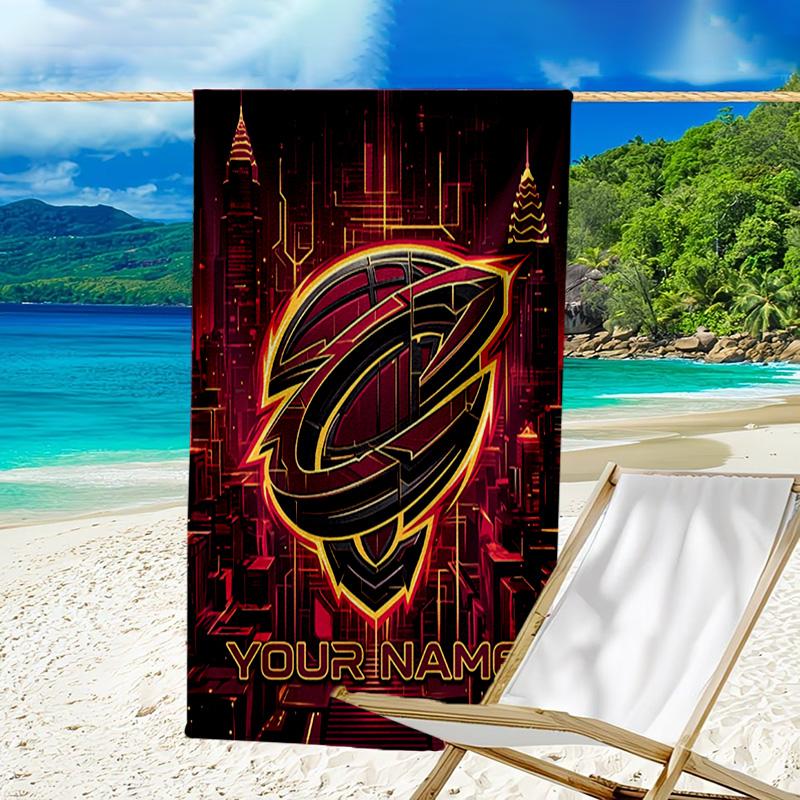 Custom Name Beach Towel Cleveland Cavaliers Logo Beach Towel, Soft Microfiber, Gift for Her/Him, Birthday, for Pool, Beach, Travel, Fan gifts