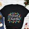 Футболка Merry Christmas Огни Подарок Рождественский Праздник винтажная Стильная модная Универсальная Удобная Унисекс Эластичная