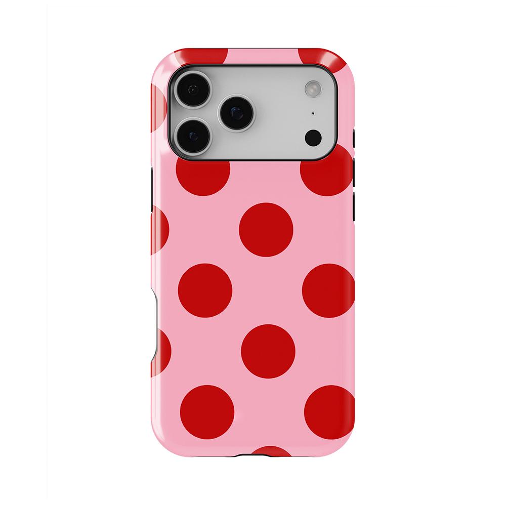 Роскошный чехол Clmj Розовый в Крупный Коричневый Горошек для iPhone 17 16 15 14 13 12 11 X XS XR XSMAX Air Pro Max Plus Двухслойный Задний