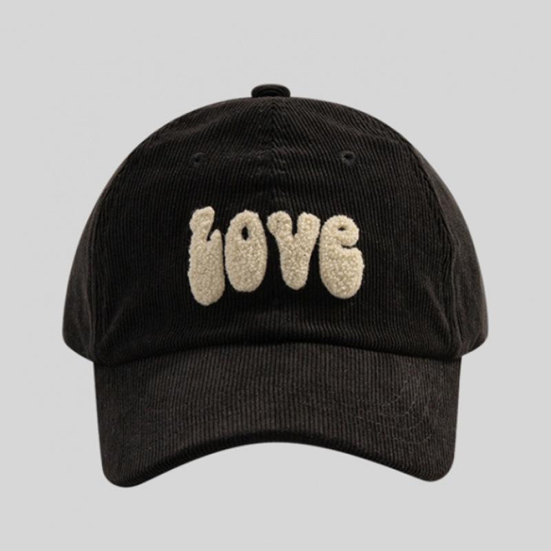 Corduroy Baseball Cap Retro Casual Versatile Wide Brim Cap Women'S Autumn And Winter Plush Mark Face Small Hat