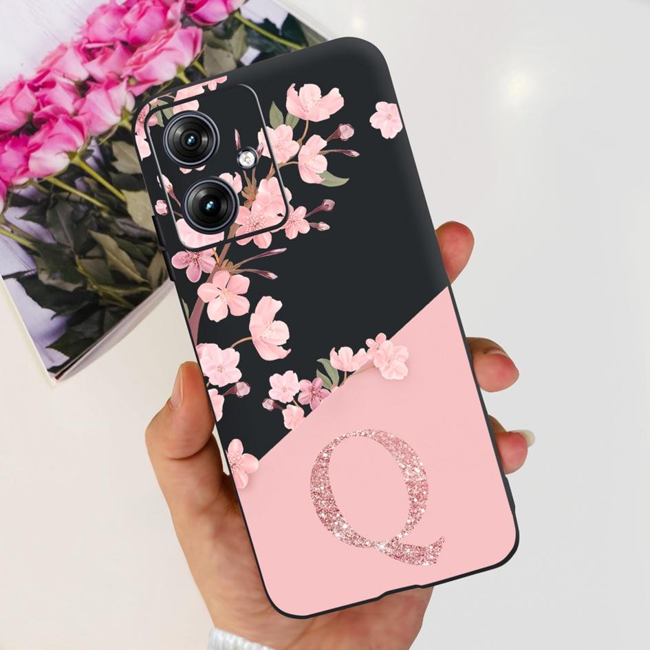 For Motorola Moto G54 G84 5G Case Stylish Flower Letters Soft Couple Phone Cover For Moto G 54 G 84 Fundas MotG54 MotoG84 Bumper