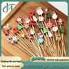 100-Pack Christmas Fruit Picks: Disposable Bamboo Skewers with Santa, Pine Tree, and Reindeer Designs