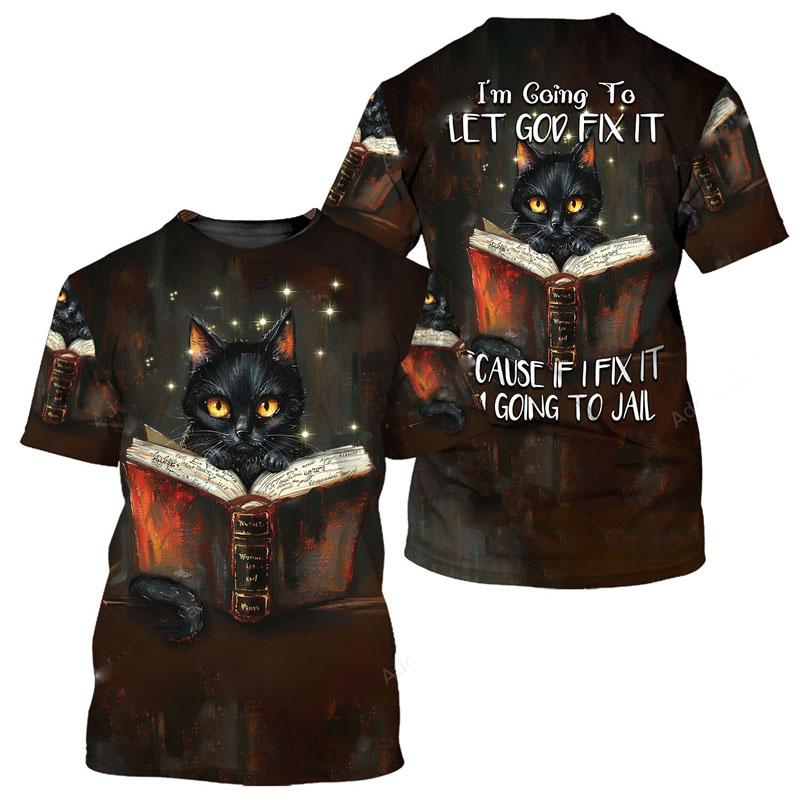 Футболка с милым домашним котом и 3D-принтом, унисекс, повседневная, смешная, повседневная, с коротким рукавом, красочный ретро-узор, модная футболка