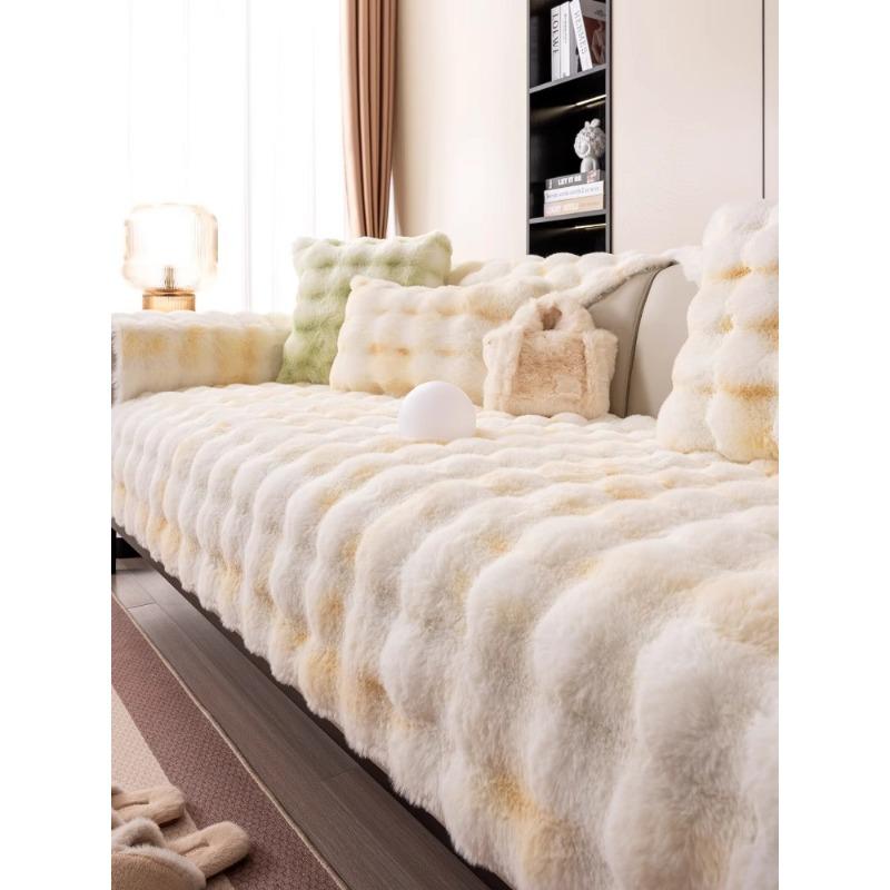 Winter Thick Sofa Towel Warm Rabbit Plush Can Cover Seat Cover Cover Backrest Armrest All-Inclusive Cover Cloth Blanket