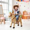 Стоящая плюшевая лошадь для детей от 2 лет со звуковыми эффектами, седлом и уздечкой, 85 см (длина), бежевый