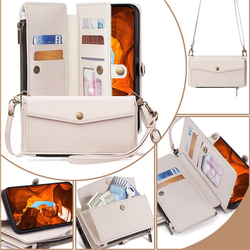 Чехол для Motorola Edge 70 5G с отделениями для карт, кошельком на молнии, из ПУ-кожи, с плечевым ремнем