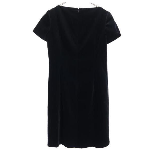 Balenciaga Сделано в Японии Однотонное платье с коротким рукавом, похожее на велюровое, 40, черное, женское, б/у