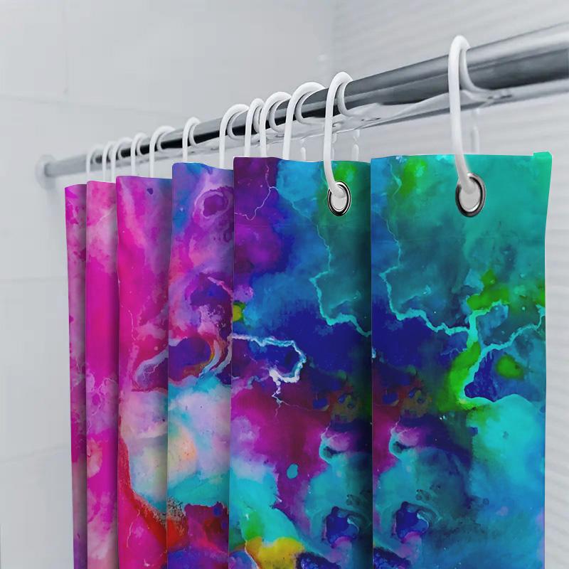 Colorful Shower Curtain Painted Fabric Bath Decor For Bathroom Decoration Pink Blue Green Yellow Purple Colorful Pattern Customi