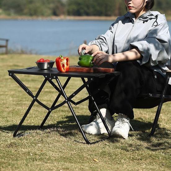 Портативный складной стол Легкий Прочный металлический каркас Складывающийся пополам стол Для улицы Кемпинга Туризма Бэкпэкинга Барбекю Тактический Складной стол
